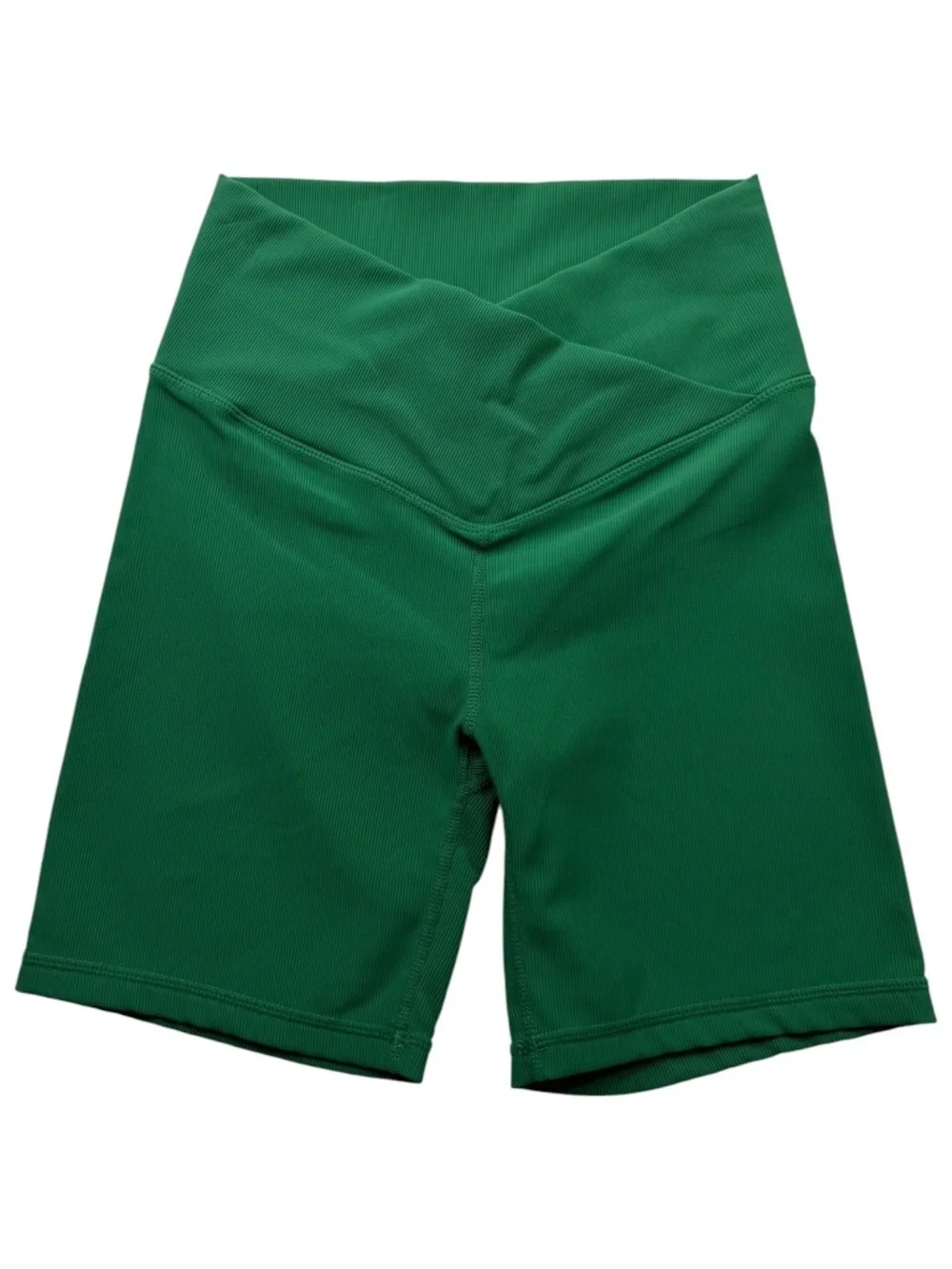 WILO Green Crossover High Waist Ribbed Biker Shorts Small